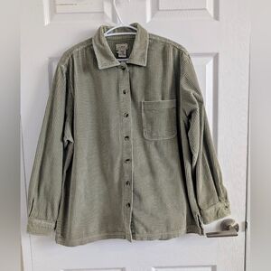 Vintage 90s L.L. Bean Sage Green Wide Wale Corduroy Shirt Jacket 90s retro - L